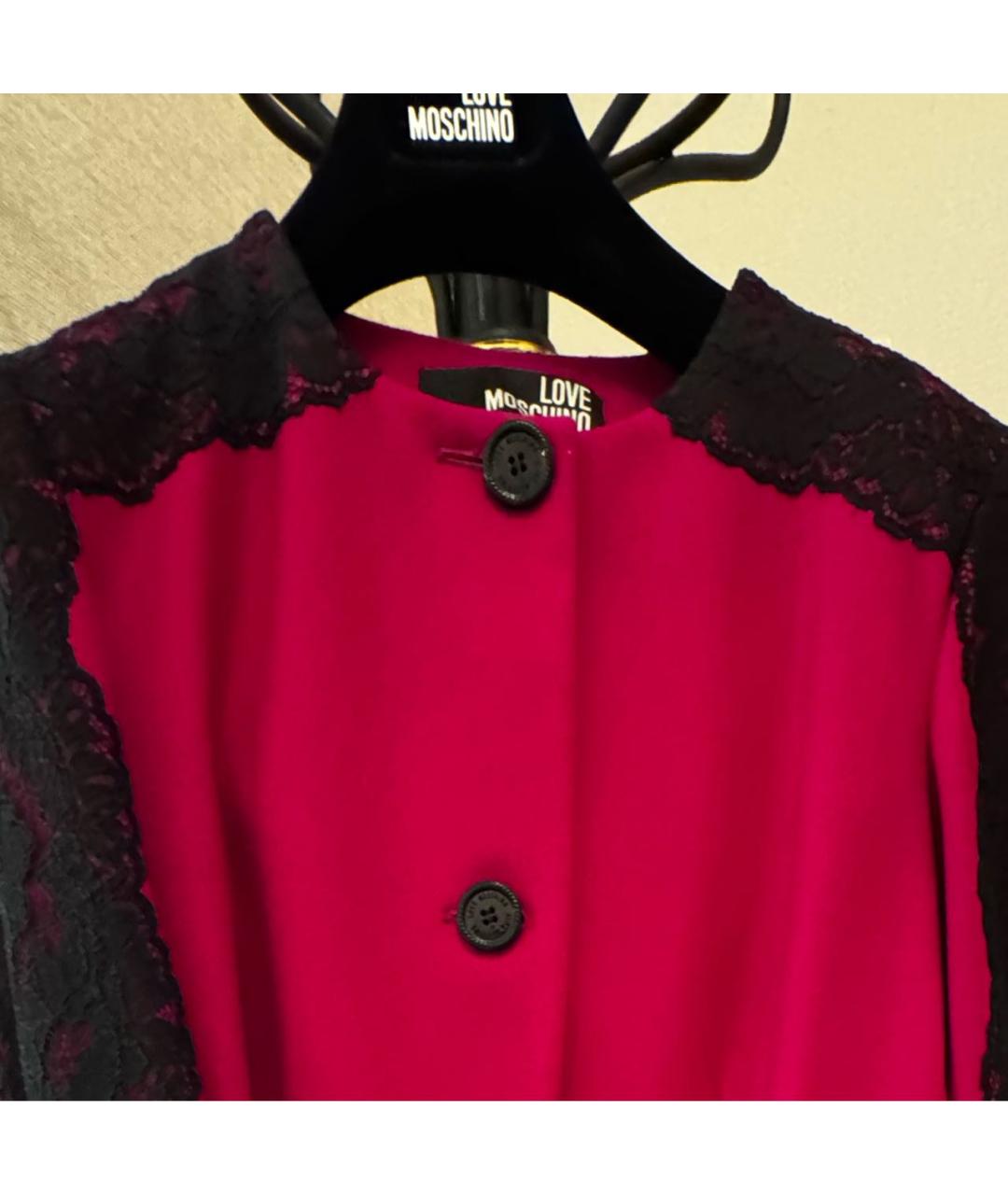 LOVE MOSCHINO Фуксия хлопко-эластановое пальто, фото 4