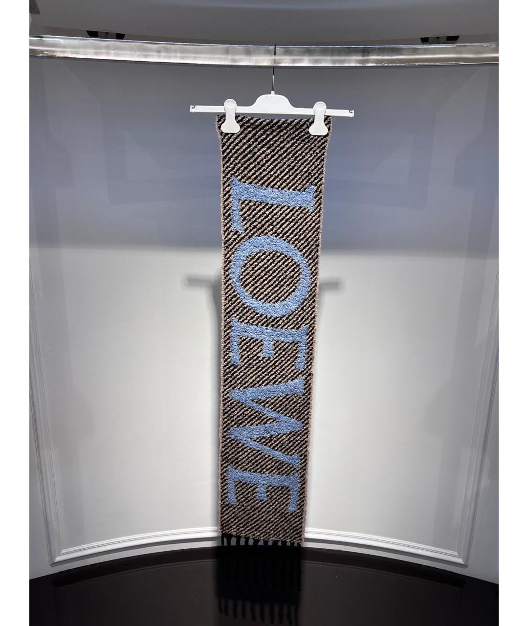 LOEWE Серый шерстяной шарф, фото 2