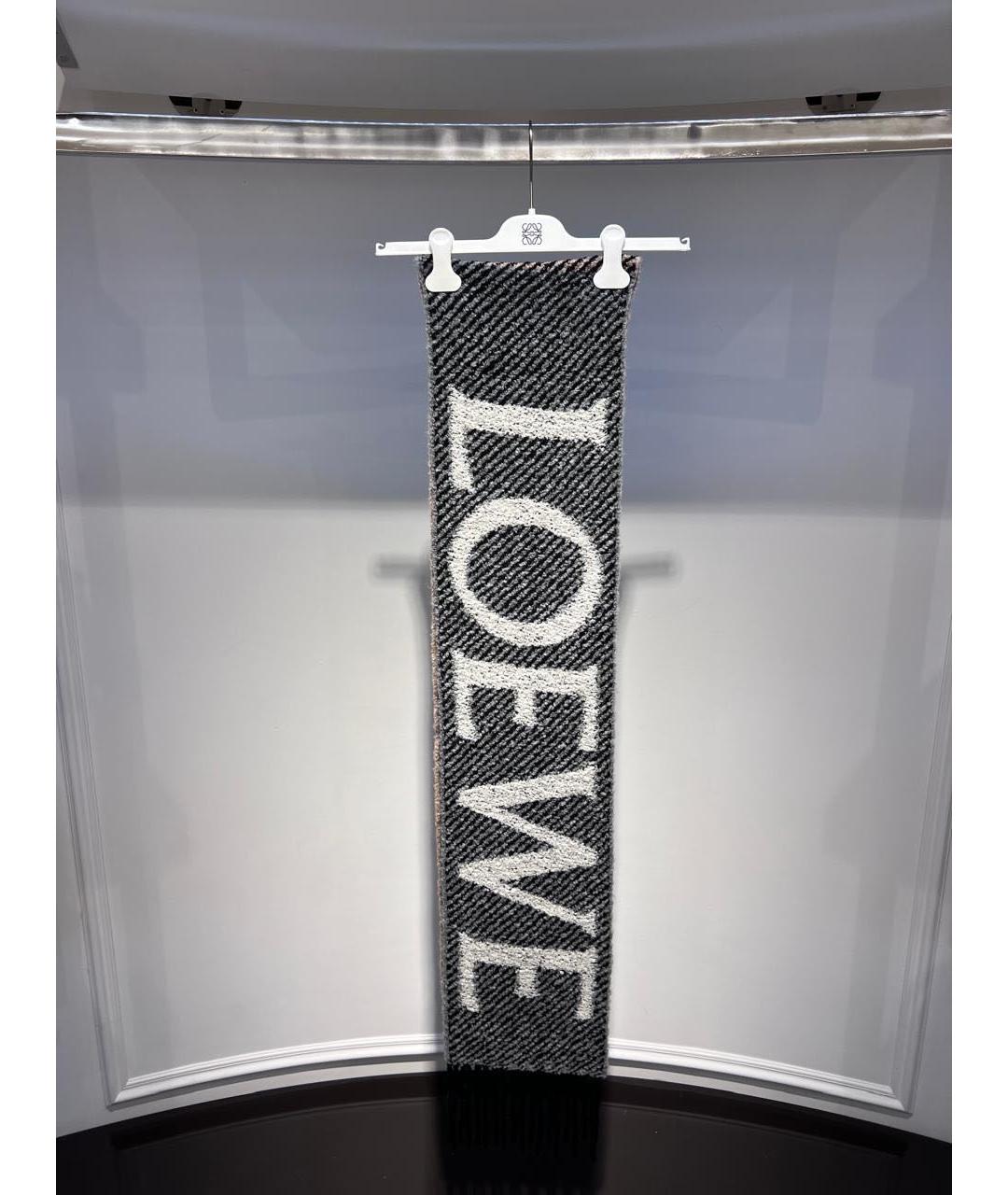 LOEWE Серый шерстяной шарф, фото 3