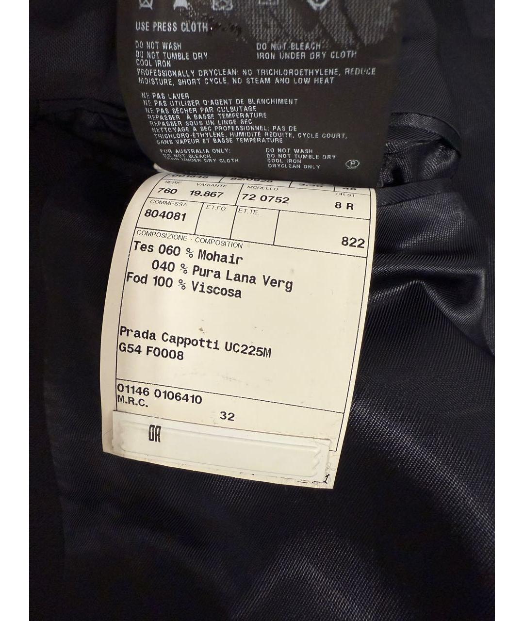 PRADA Черный шерстяной тренч / плащ, фото 6