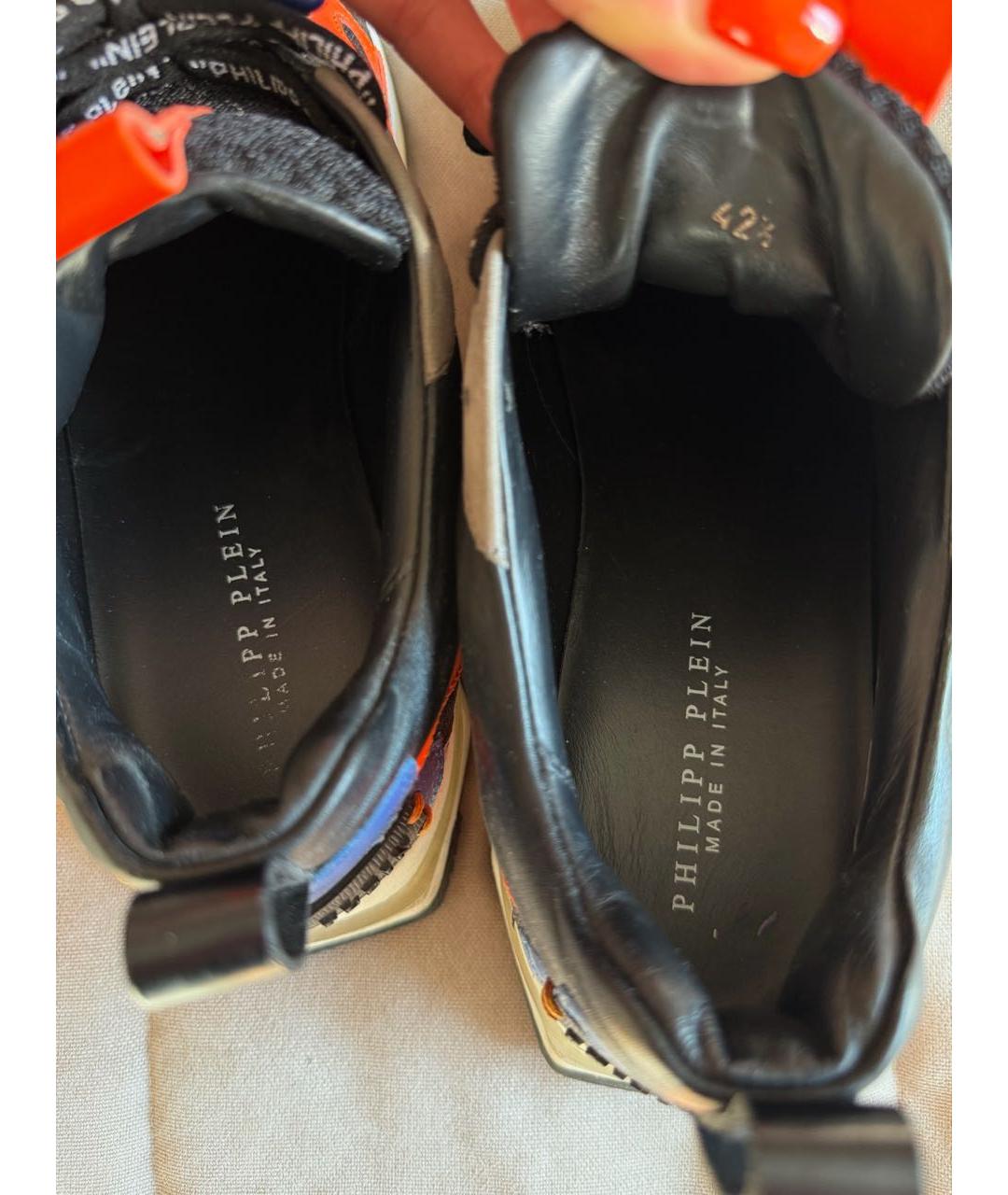PHILIPP PLEIN Черные кожаные низкие кроссовки / кеды, фото 3