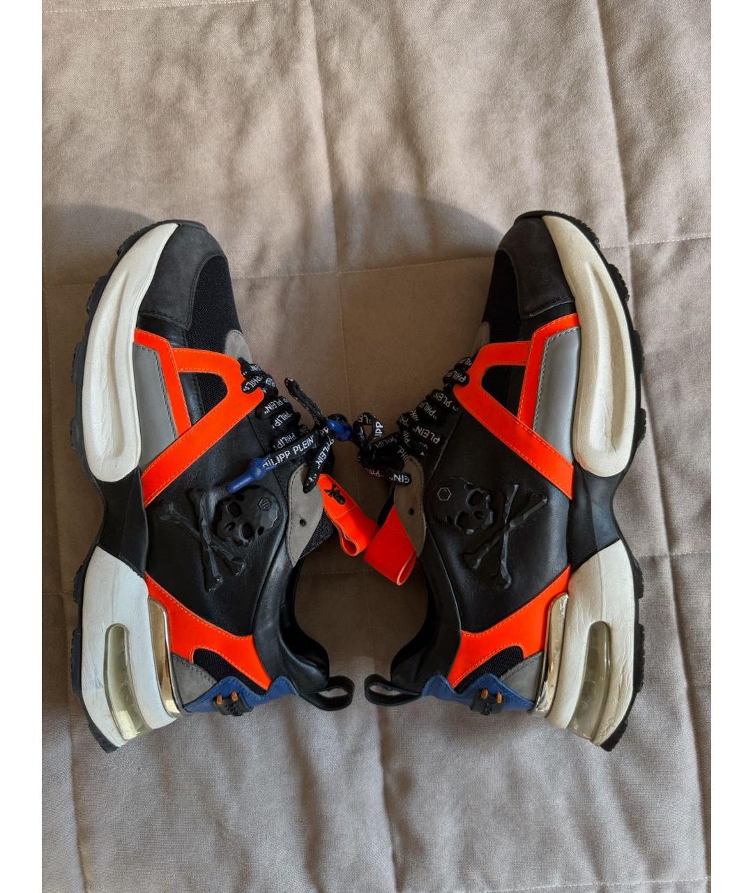 PHILIPP PLEIN Черные кожаные низкие кроссовки / кеды, фото 8