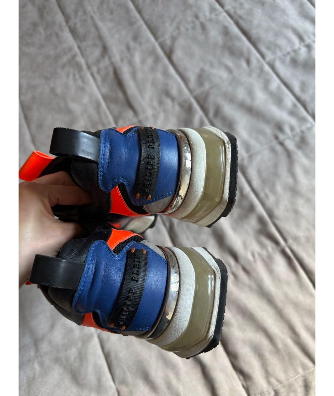 PHILIPP PLEIN Черные кожаные низкие кроссовки / кеды, фото 4