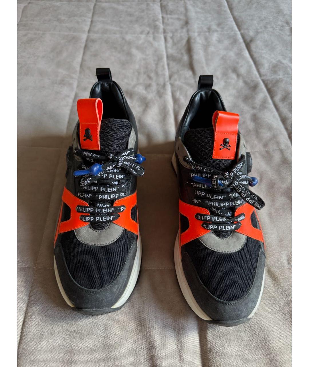 PHILIPP PLEIN Черные кожаные низкие кроссовки / кеды, фото 2