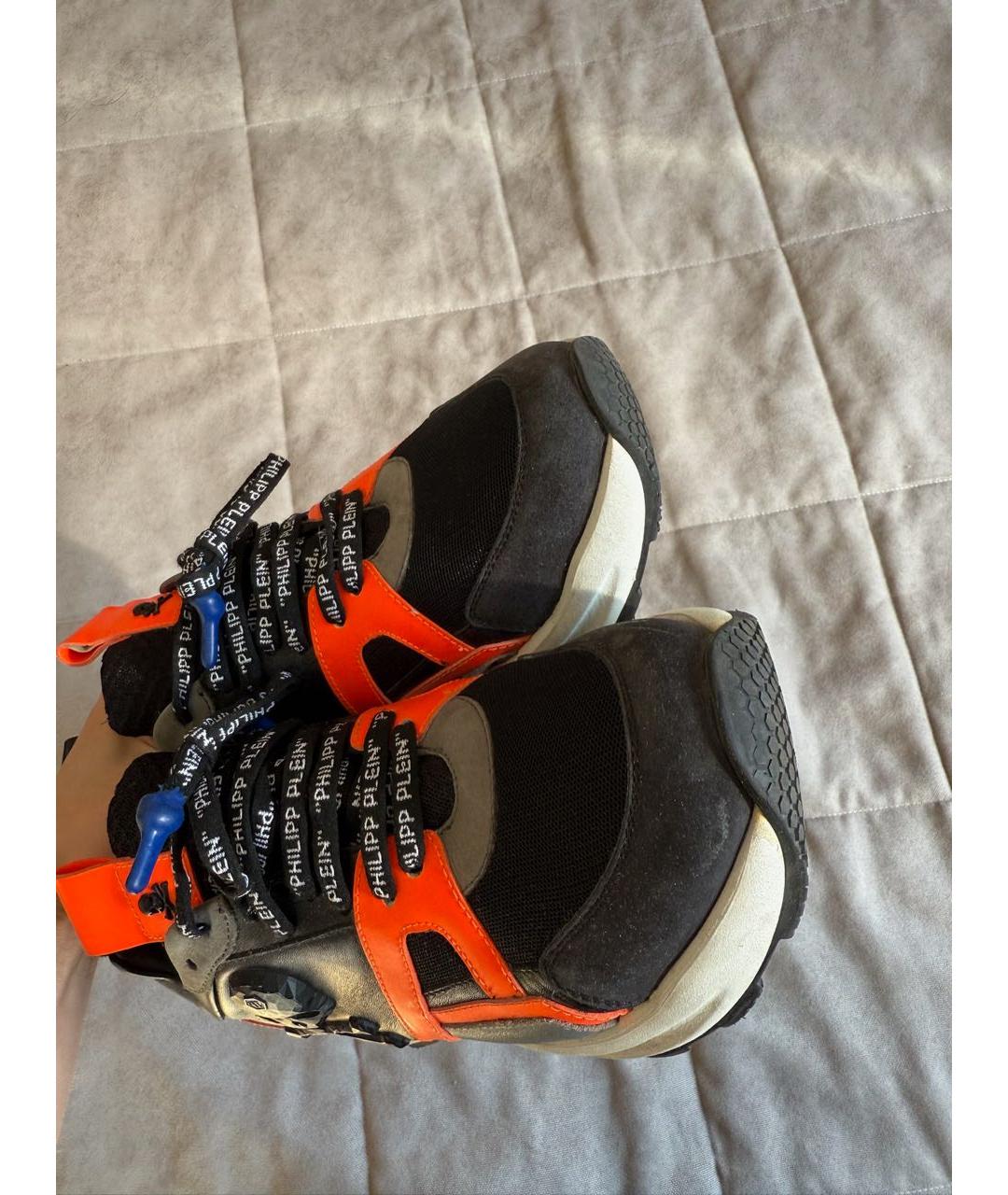 PHILIPP PLEIN Черные кожаные низкие кроссовки / кеды, фото 6