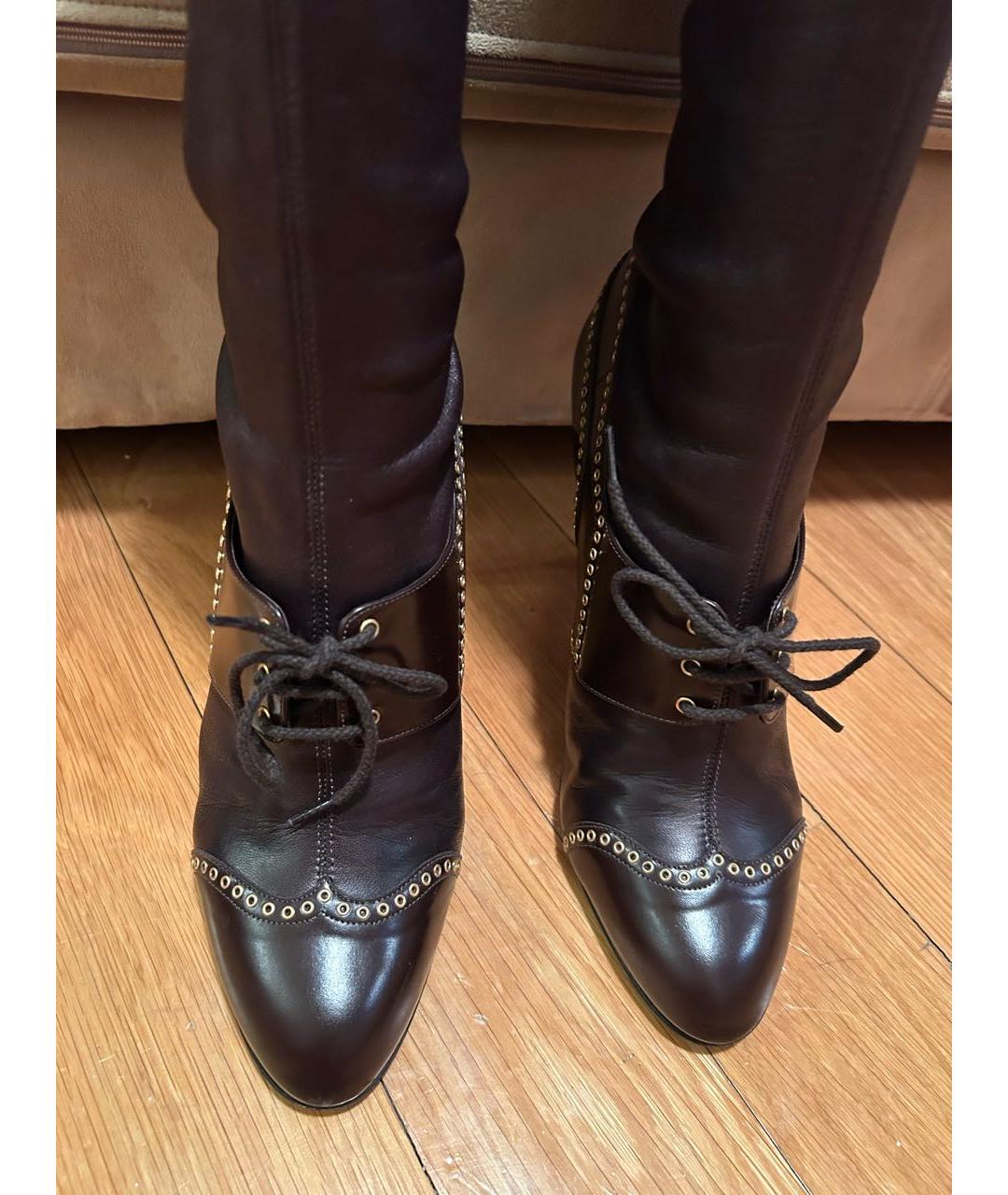 SERGIO ROSSI Коричневые кожаные сапоги, фото 3