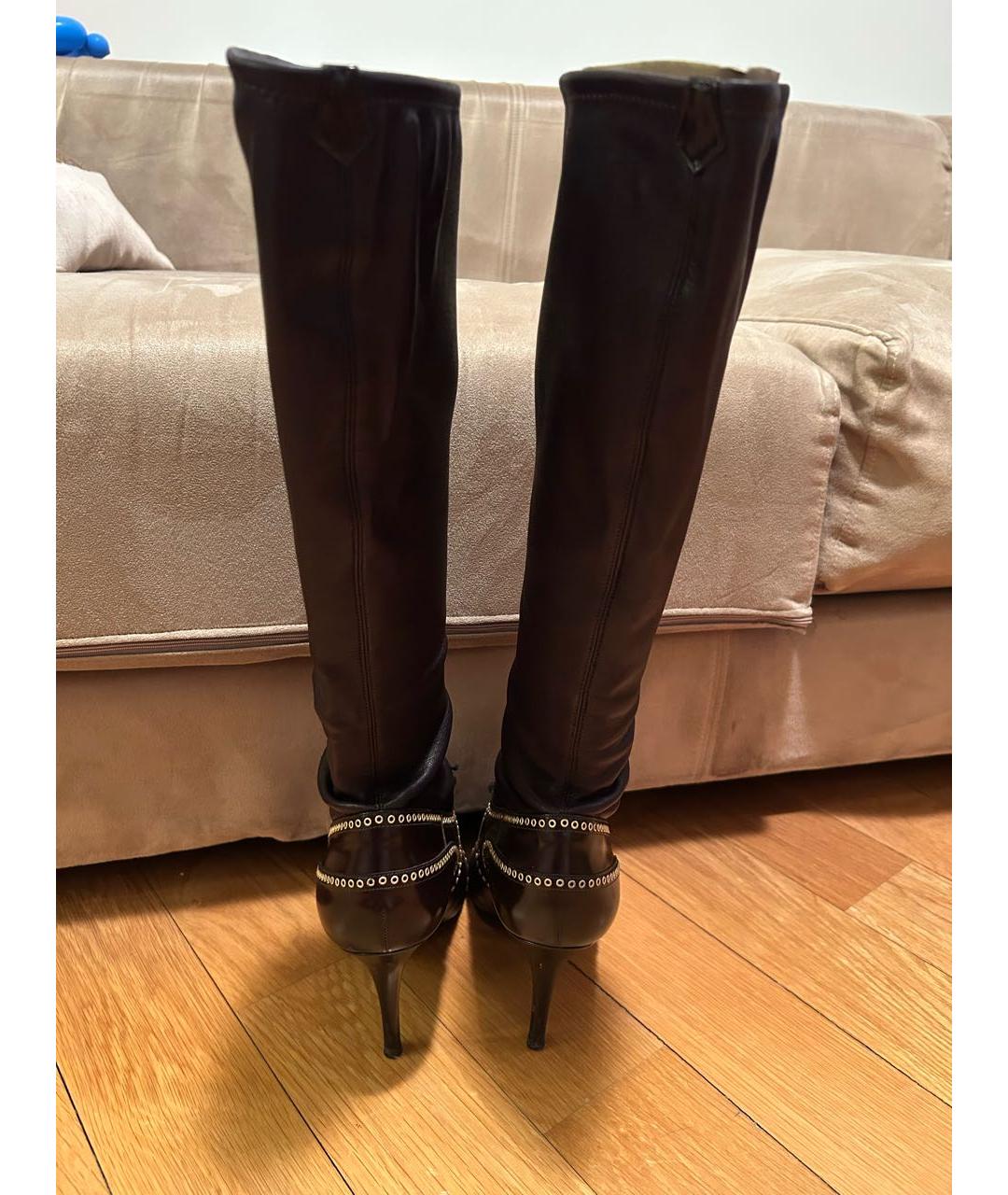 SERGIO ROSSI Коричневые кожаные сапоги, фото 4