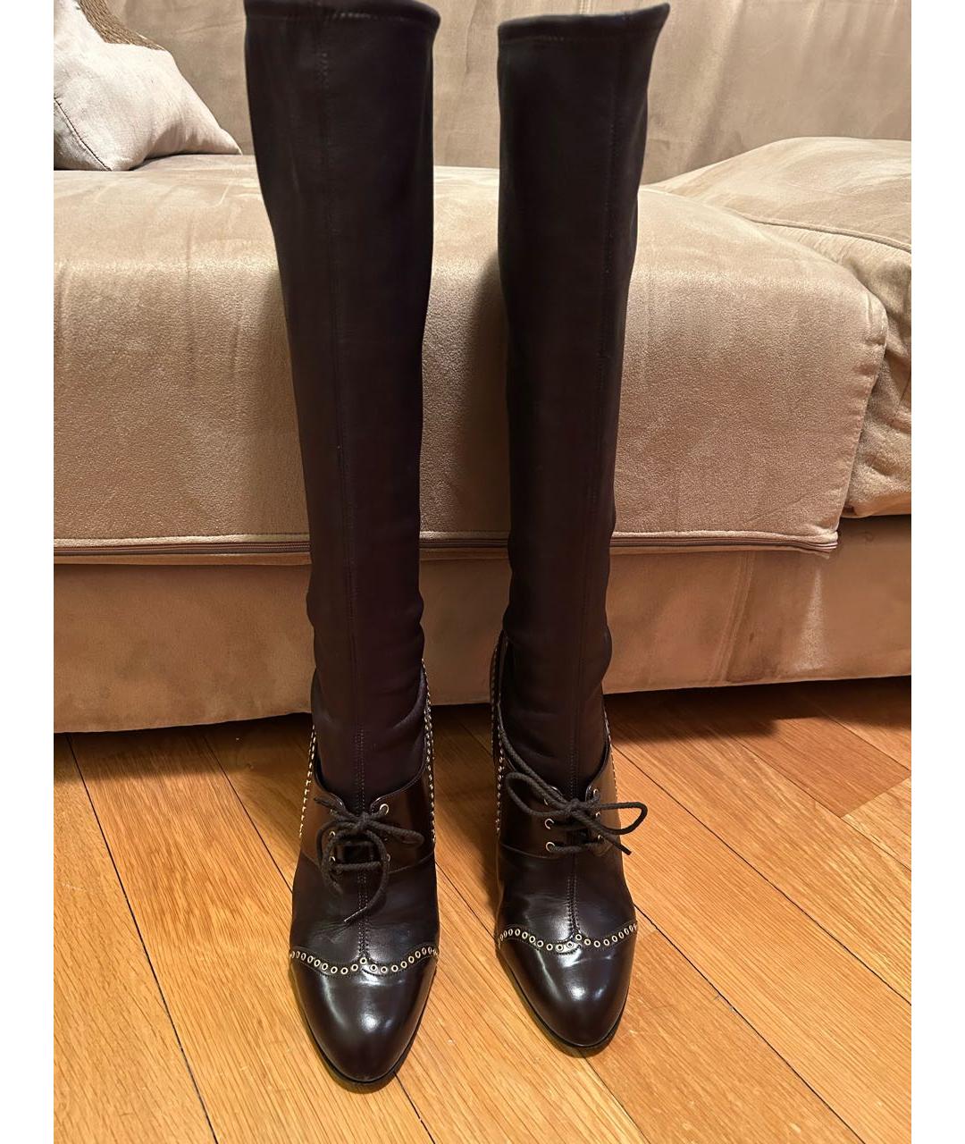 SERGIO ROSSI Коричневые кожаные сапоги, фото 2