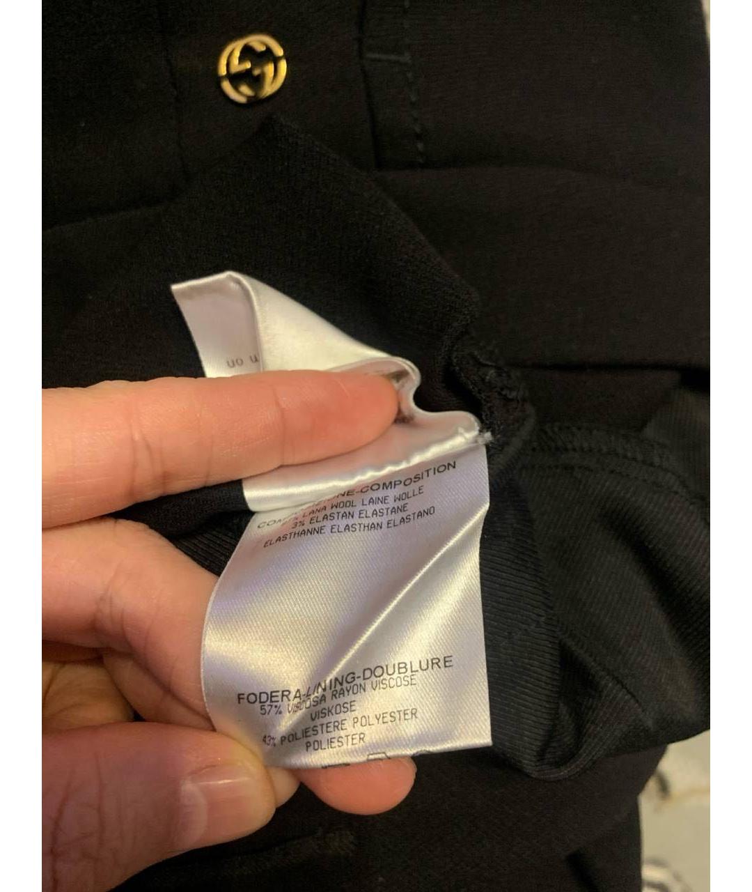 GUCCI Черные шерстяные прямые брюки, фото 2