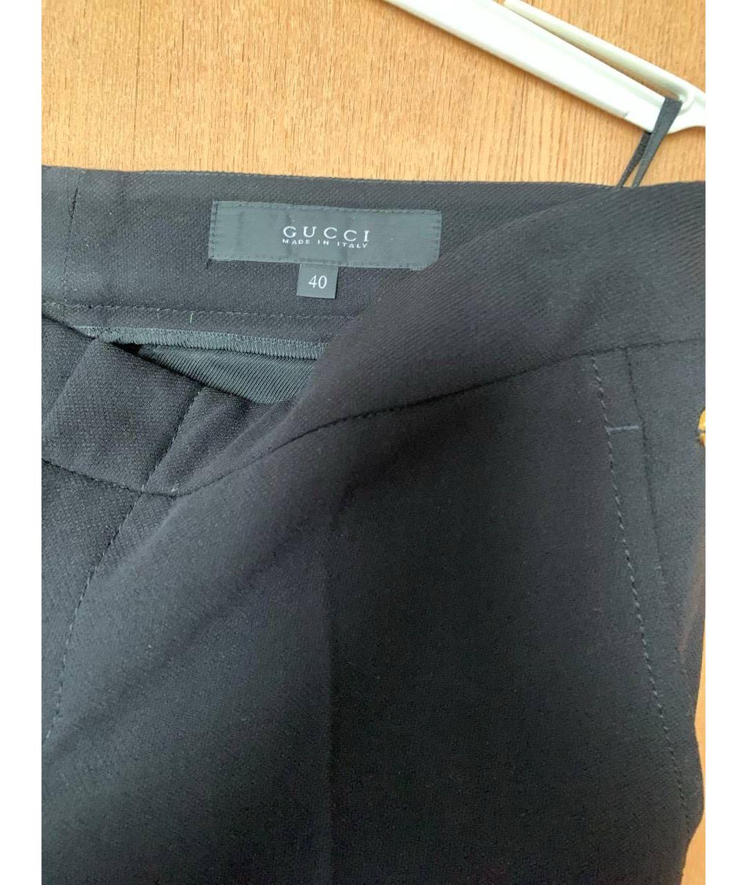 GUCCI Черные шерстяные прямые брюки, фото 4