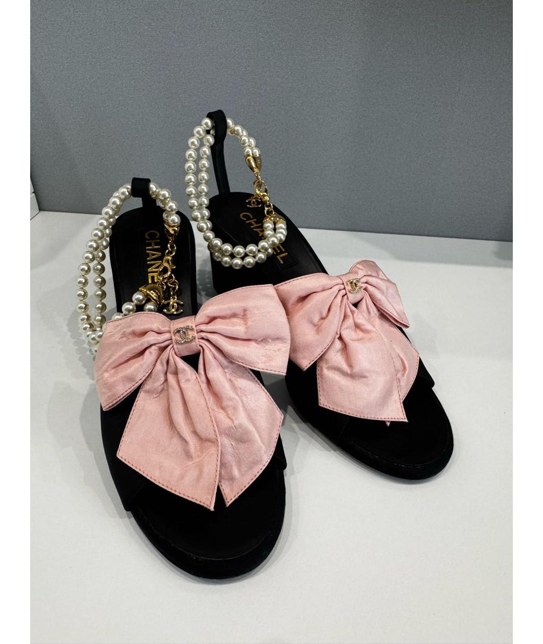 CHANEL Черные кожаные босоножки, фото 5