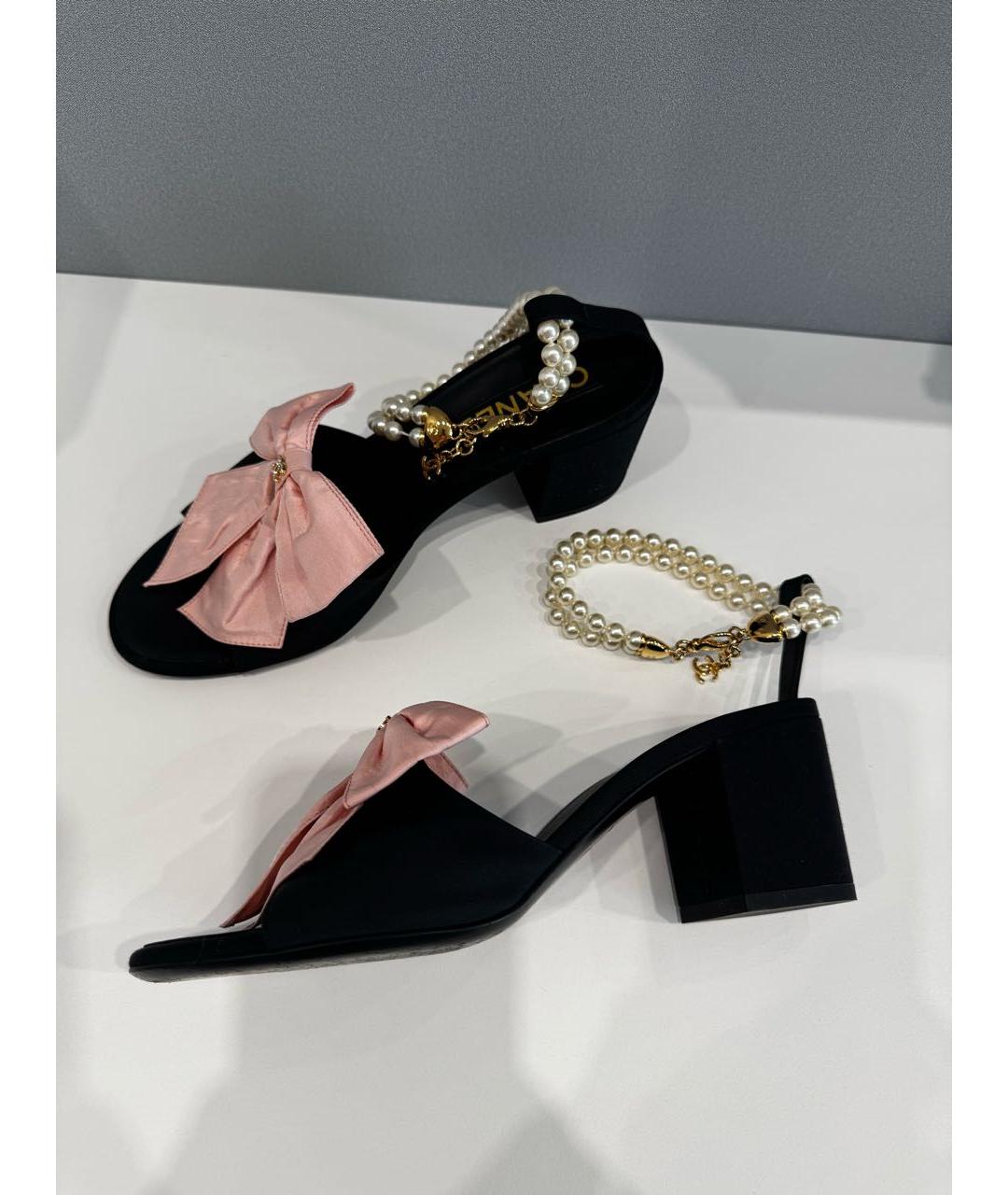 CHANEL Черные кожаные босоножки, фото 4