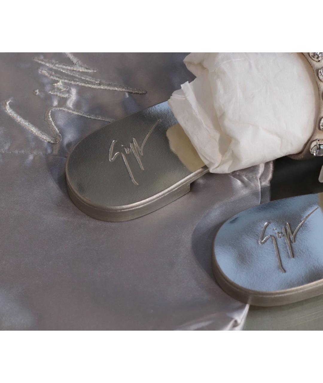 GIUSEPPE ZANOTTI DESIGN Бежевые кожаные шлепанцы, фото 3