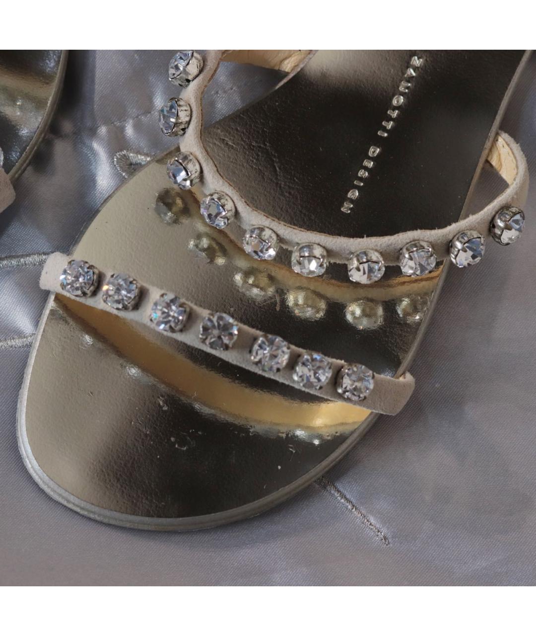 GIUSEPPE ZANOTTI DESIGN Бежевые кожаные шлепанцы, фото 5