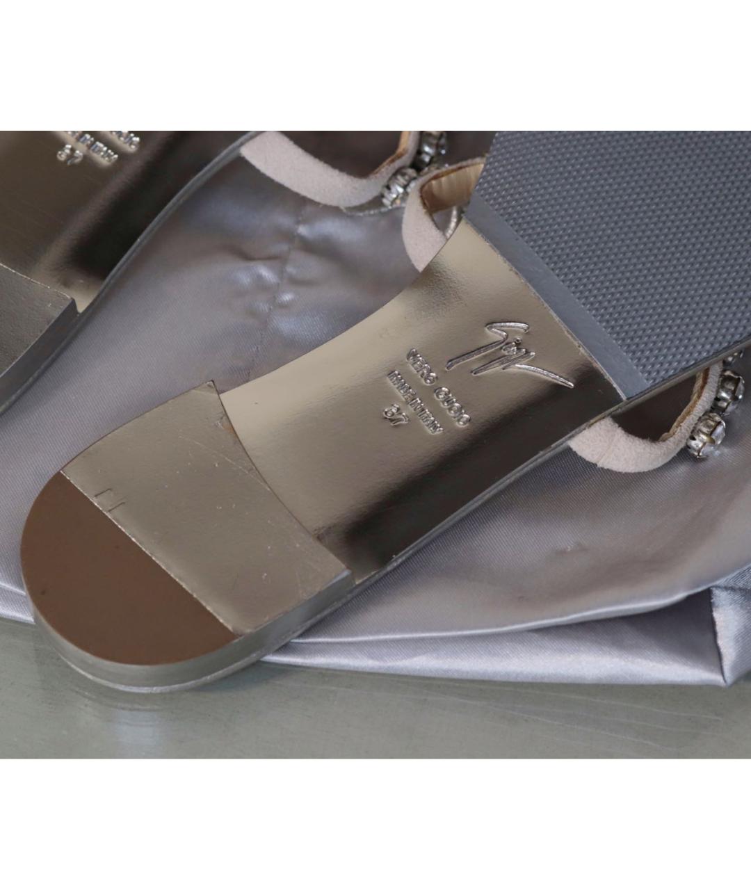 GIUSEPPE ZANOTTI DESIGN Бежевые кожаные шлепанцы, фото 8