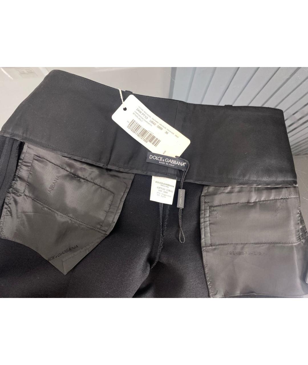 DOLCE&GABBANA Черные шерстяные прямые брюки, фото 3