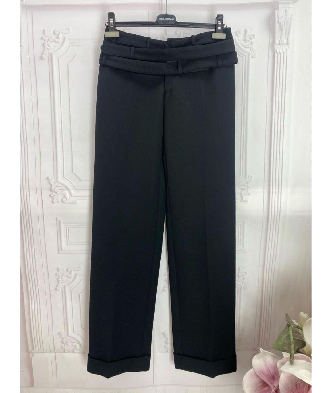 DOLCE&GABBANA Черные шерстяные прямые брюки, фото 5