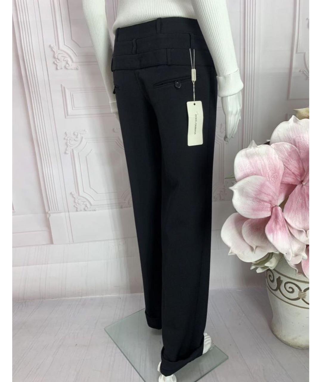 DOLCE&GABBANA Черные шерстяные прямые брюки, фото 2