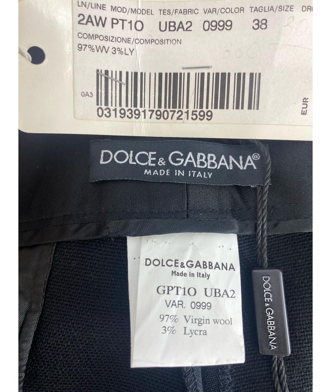 DOLCE&GABBANA Черные шерстяные прямые брюки, фото 4