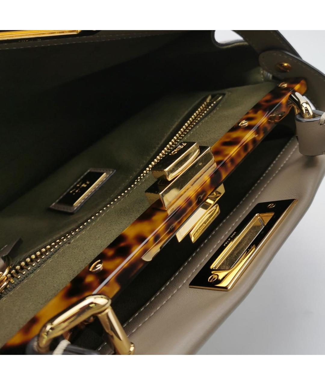 FENDI Бежевая кожаная сумка тоут, фото 6