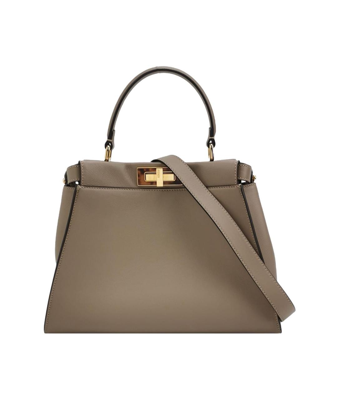 FENDI Бежевая кожаная сумка тоут, фото 9