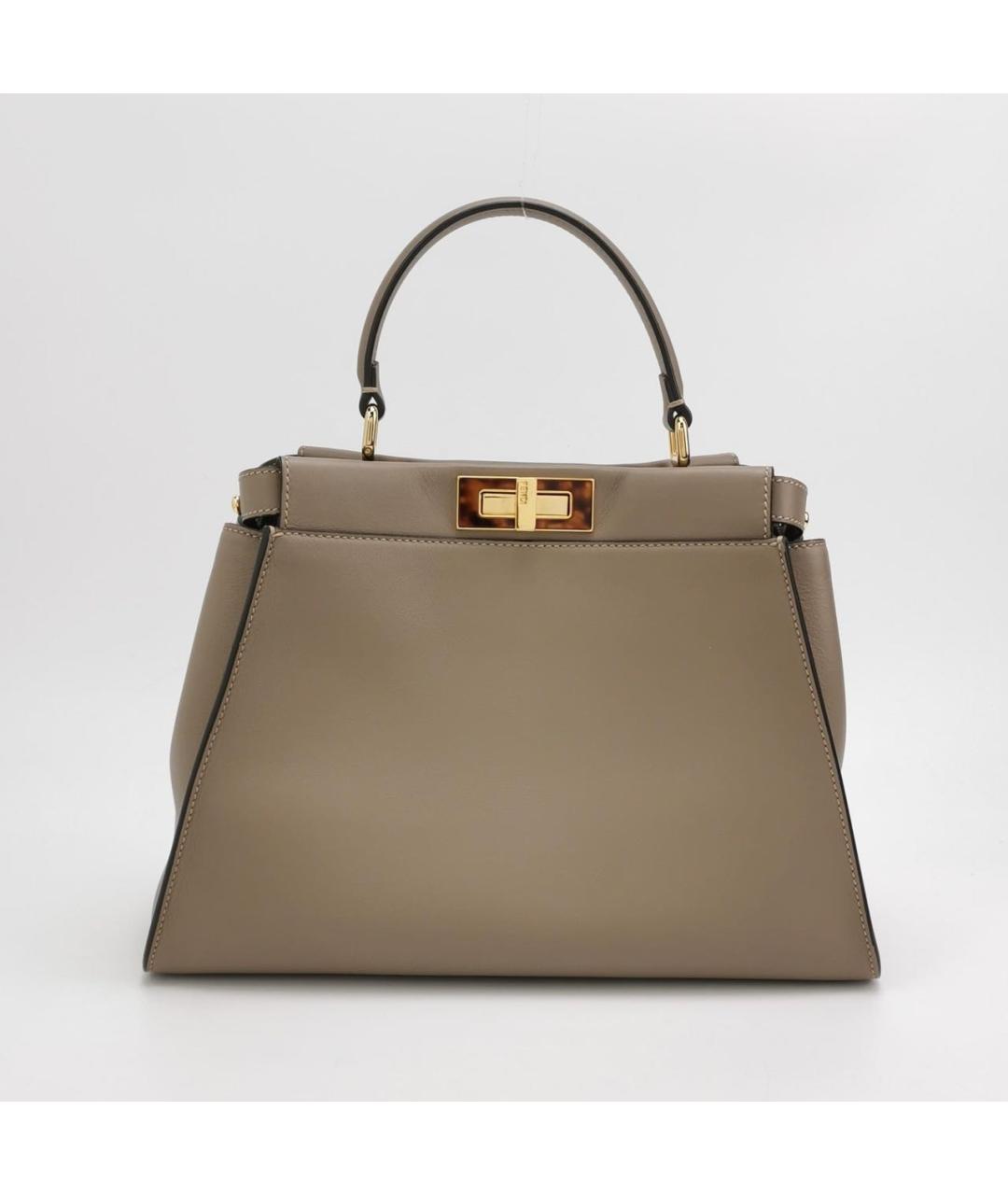 FENDI Бежевая кожаная сумка тоут, фото 4