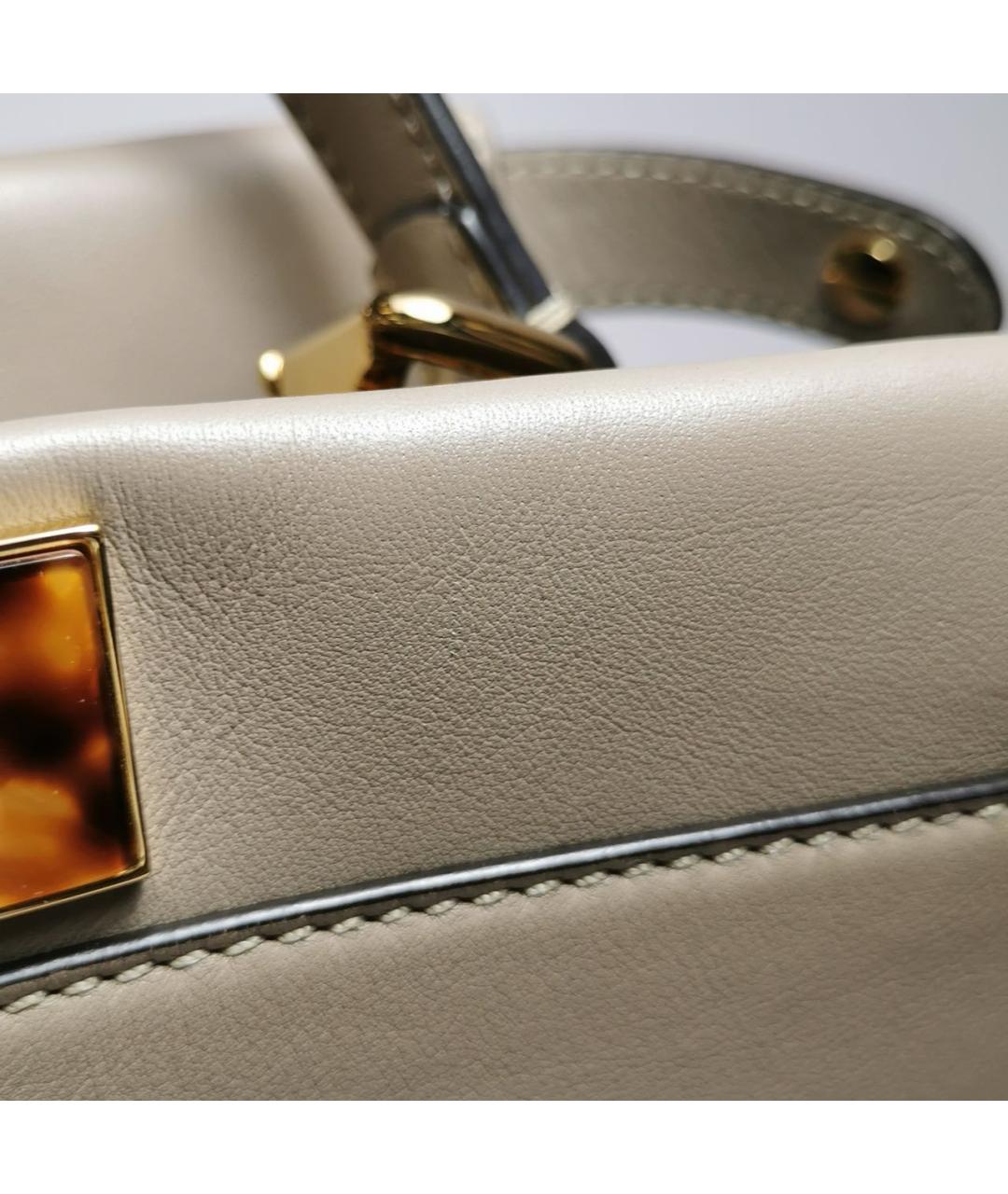 FENDI Бежевая кожаная сумка тоут, фото 8