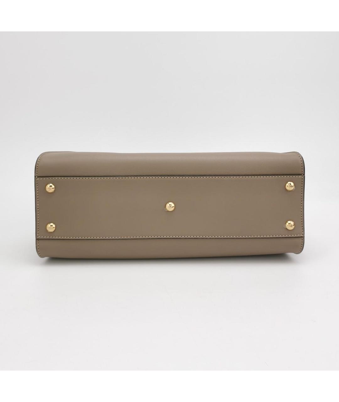 FENDI Бежевая кожаная сумка тоут, фото 5