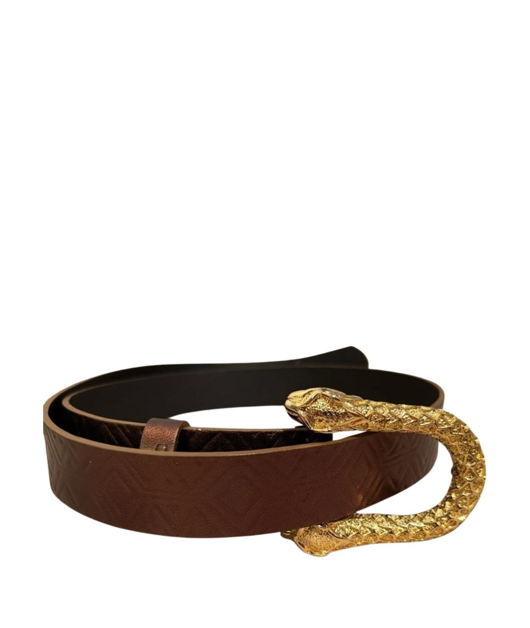 CAVALLI CLASS Коричневый кожаный ремень, фото 1