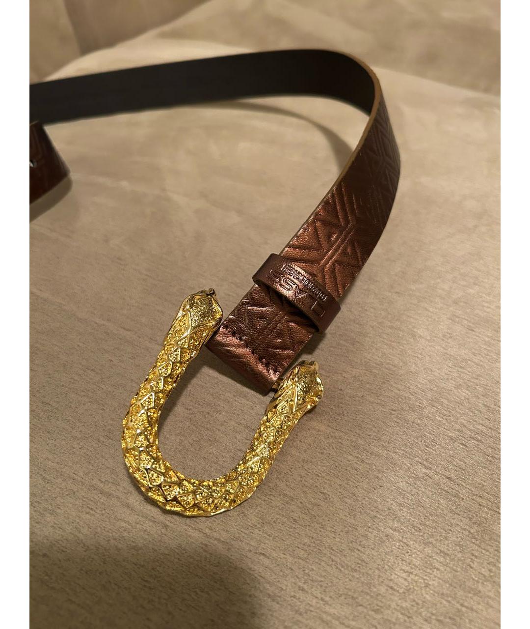 CAVALLI CLASS Коричневый кожаный ремень, фото 2