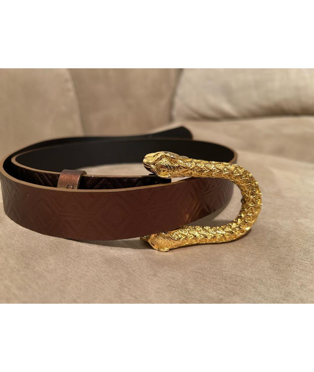 CAVALLI CLASS Коричневый кожаный ремень, фото 5