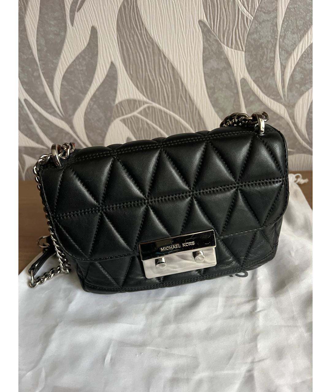 MICHAEL KORS Черная кожаная сумка через плечо, фото 2