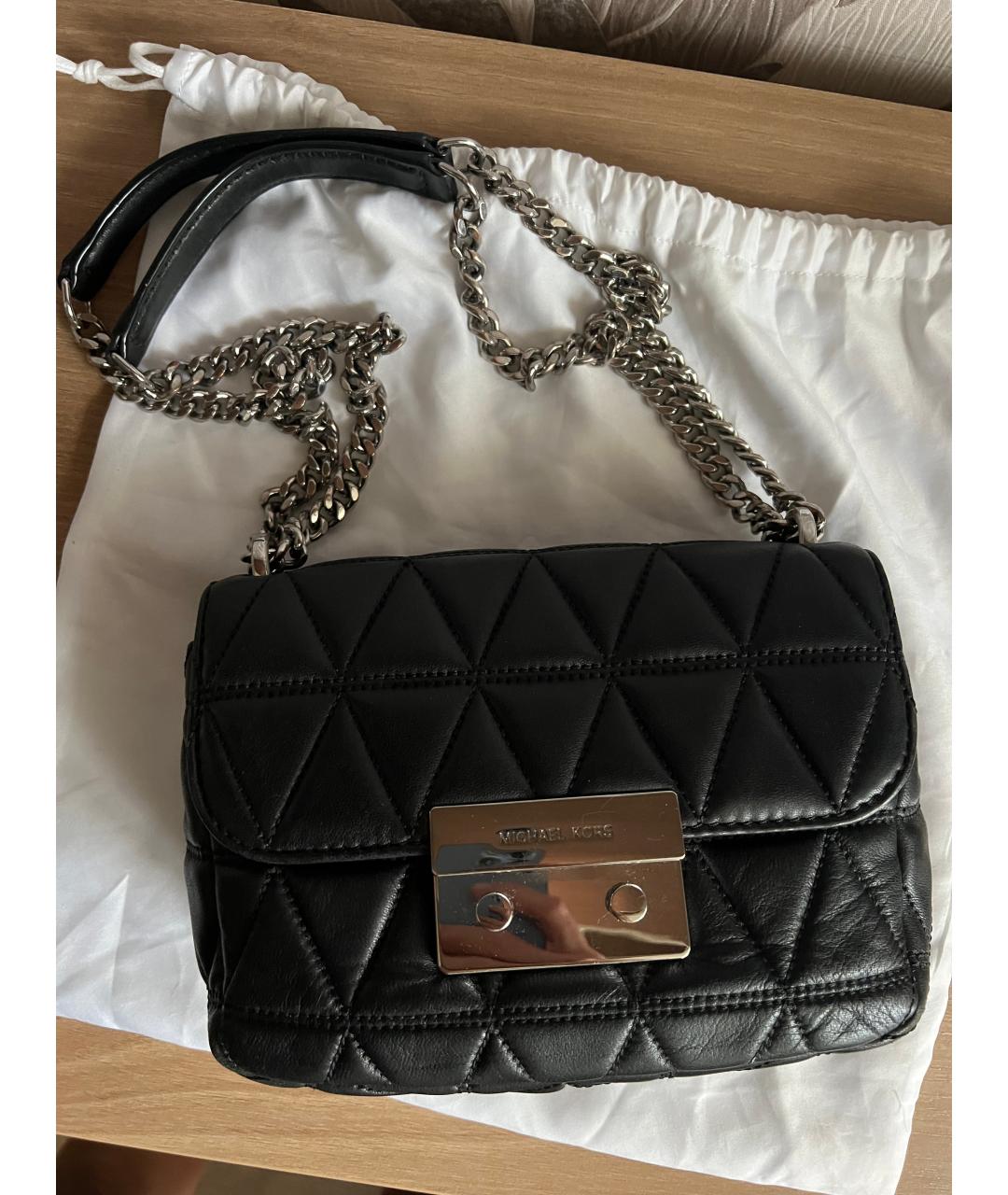 MICHAEL KORS Черная кожаная сумка через плечо, фото 5