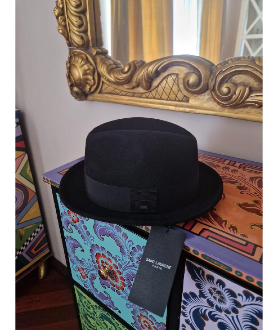 SAINT LAURENT Черная шерстяная шляпа, фото 5