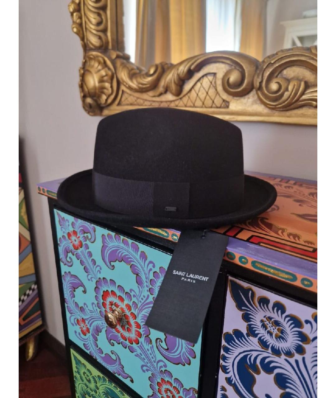 SAINT LAURENT Черная шерстяная шляпа, фото 2