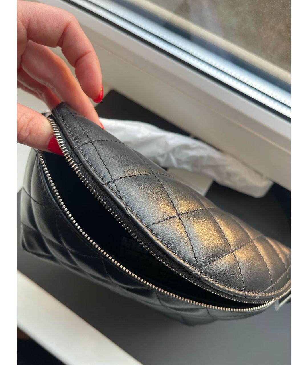 CHANEL Черная кожаная поясная сумка, фото 6