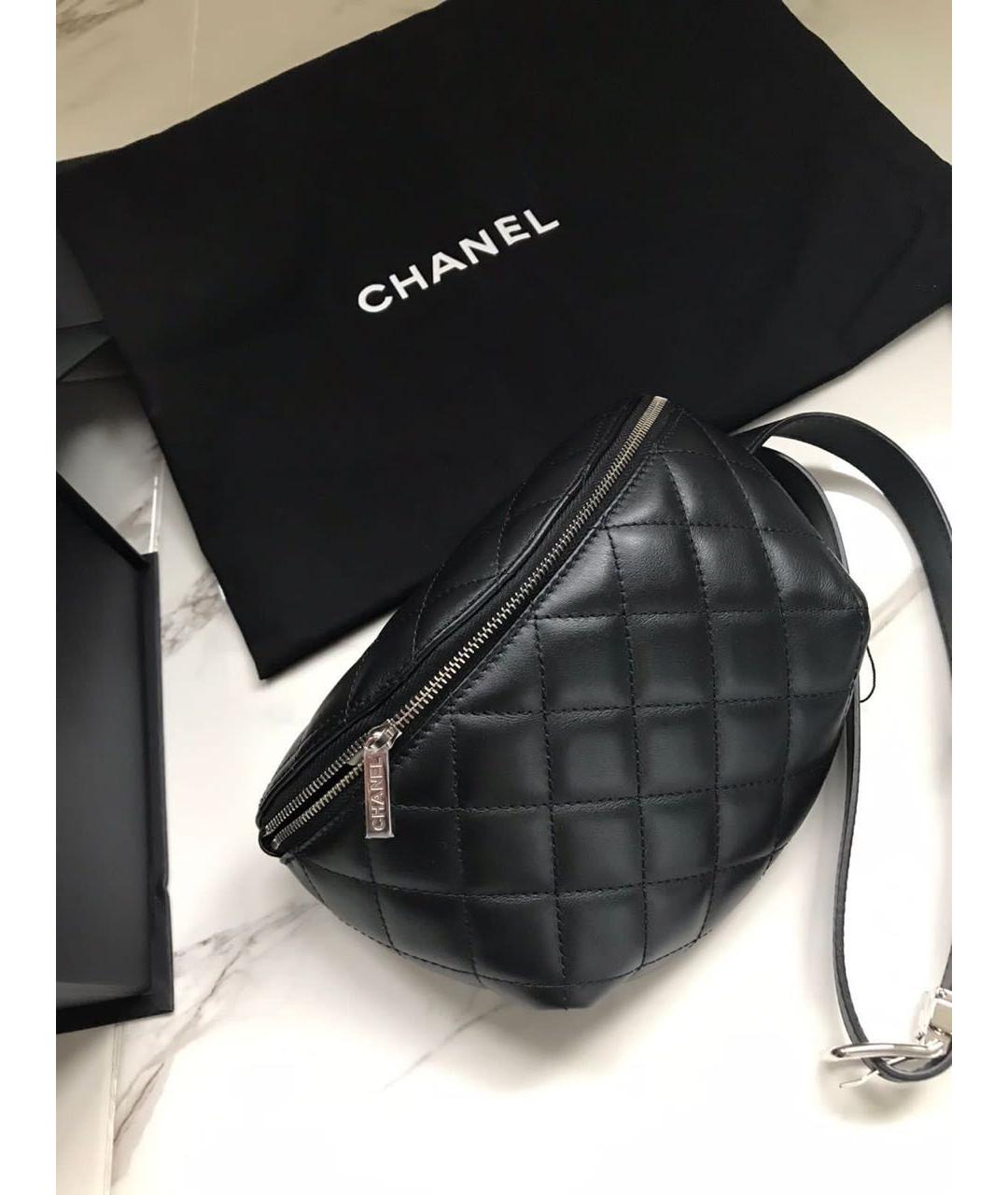 CHANEL Черная кожаная поясная сумка, фото 8