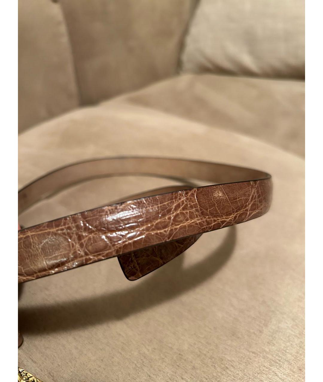 ROBERTO CAVALLI Коричневый кожаный ремень, фото 3