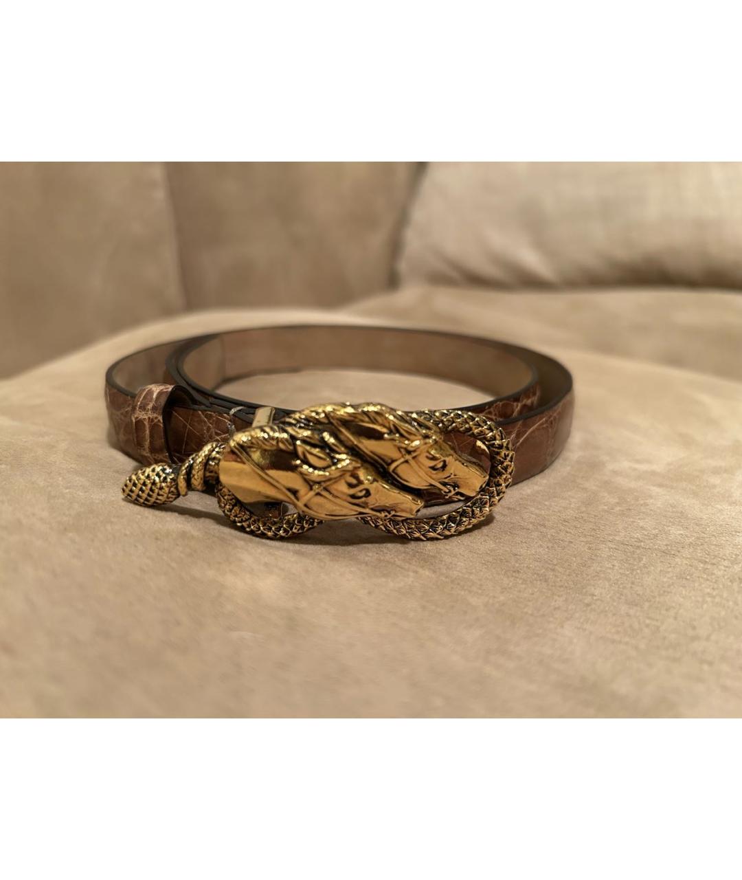 ROBERTO CAVALLI Коричневый кожаный ремень, фото 5