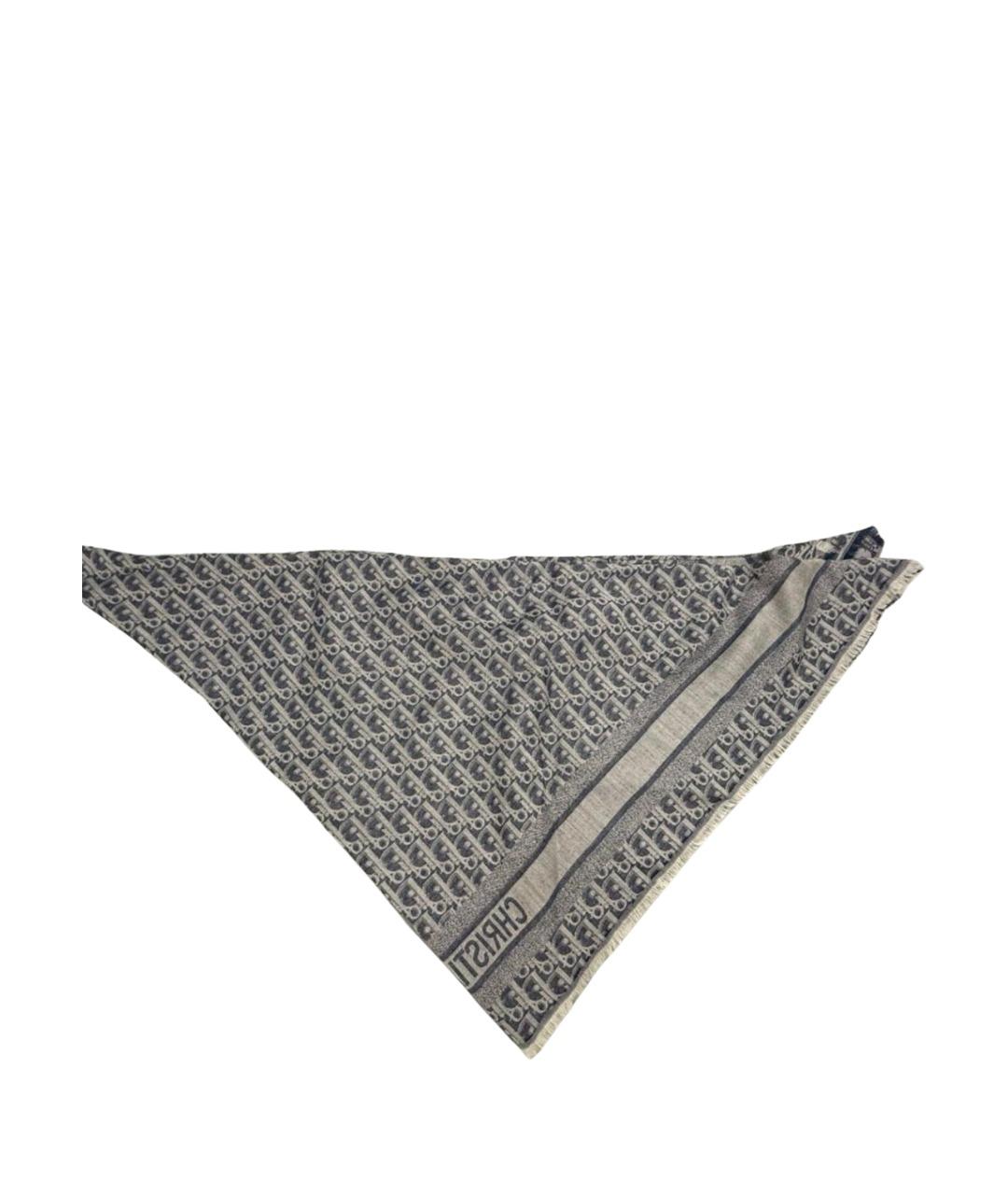 CHRISTIAN DIOR Голубой шерстяной платок, фото 1