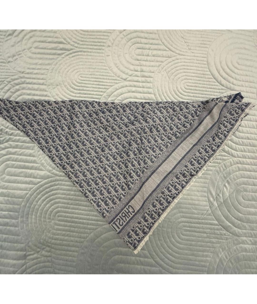 CHRISTIAN DIOR Голубой шерстяной платок, фото 3