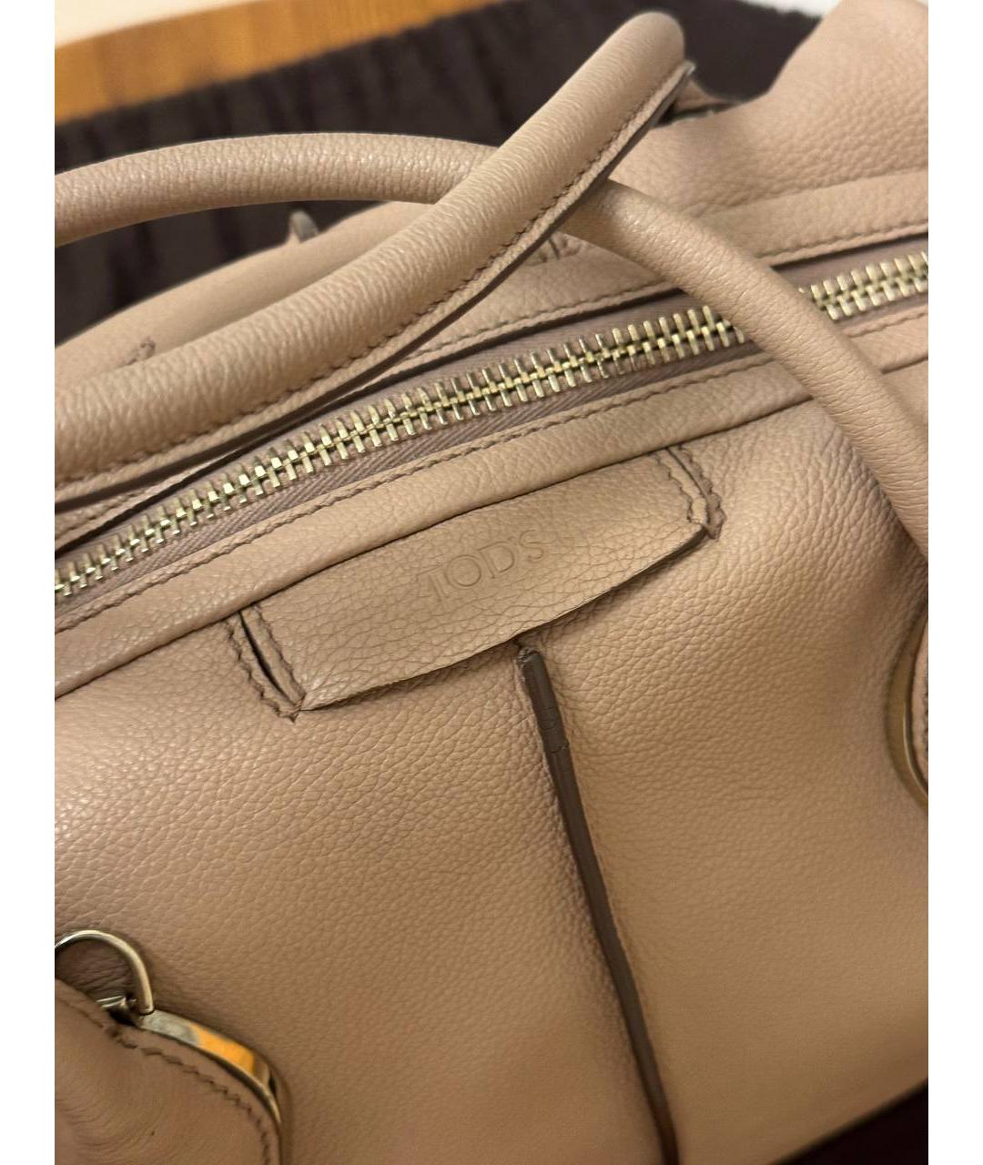 TOD'S Бежевая кожаная сумка тоут, фото 2