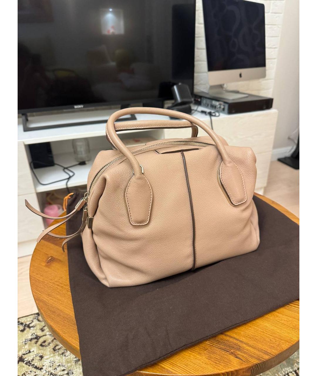 TOD'S Бежевая кожаная сумка тоут, фото 5