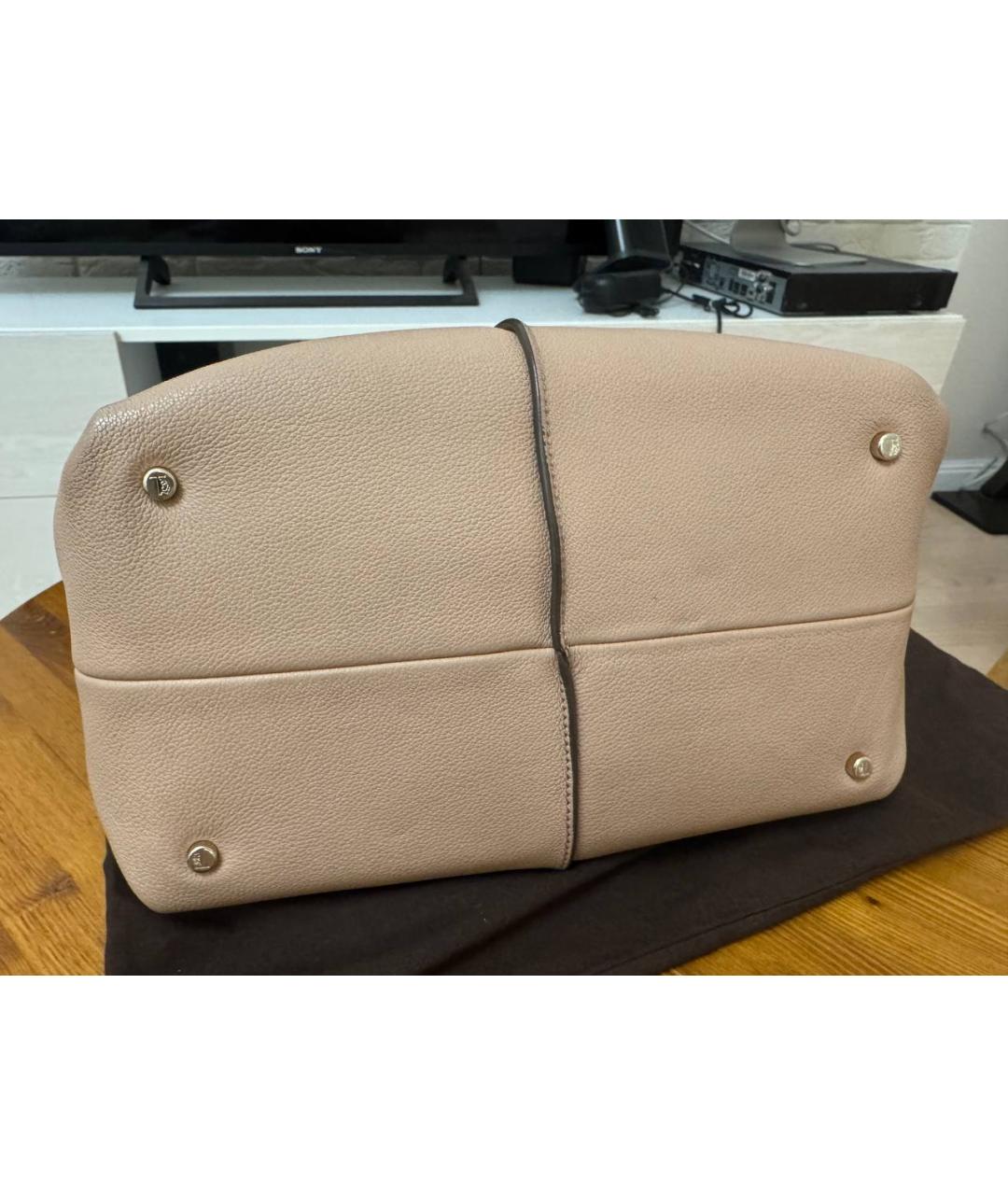 TOD'S Бежевая кожаная сумка тоут, фото 3