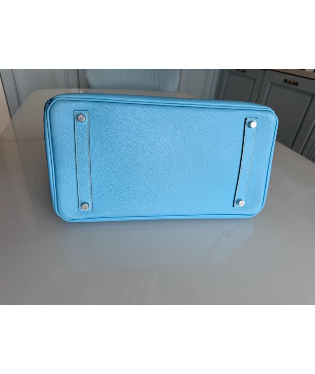 HERMES Голубая кожаная сумка тоут, фото 4