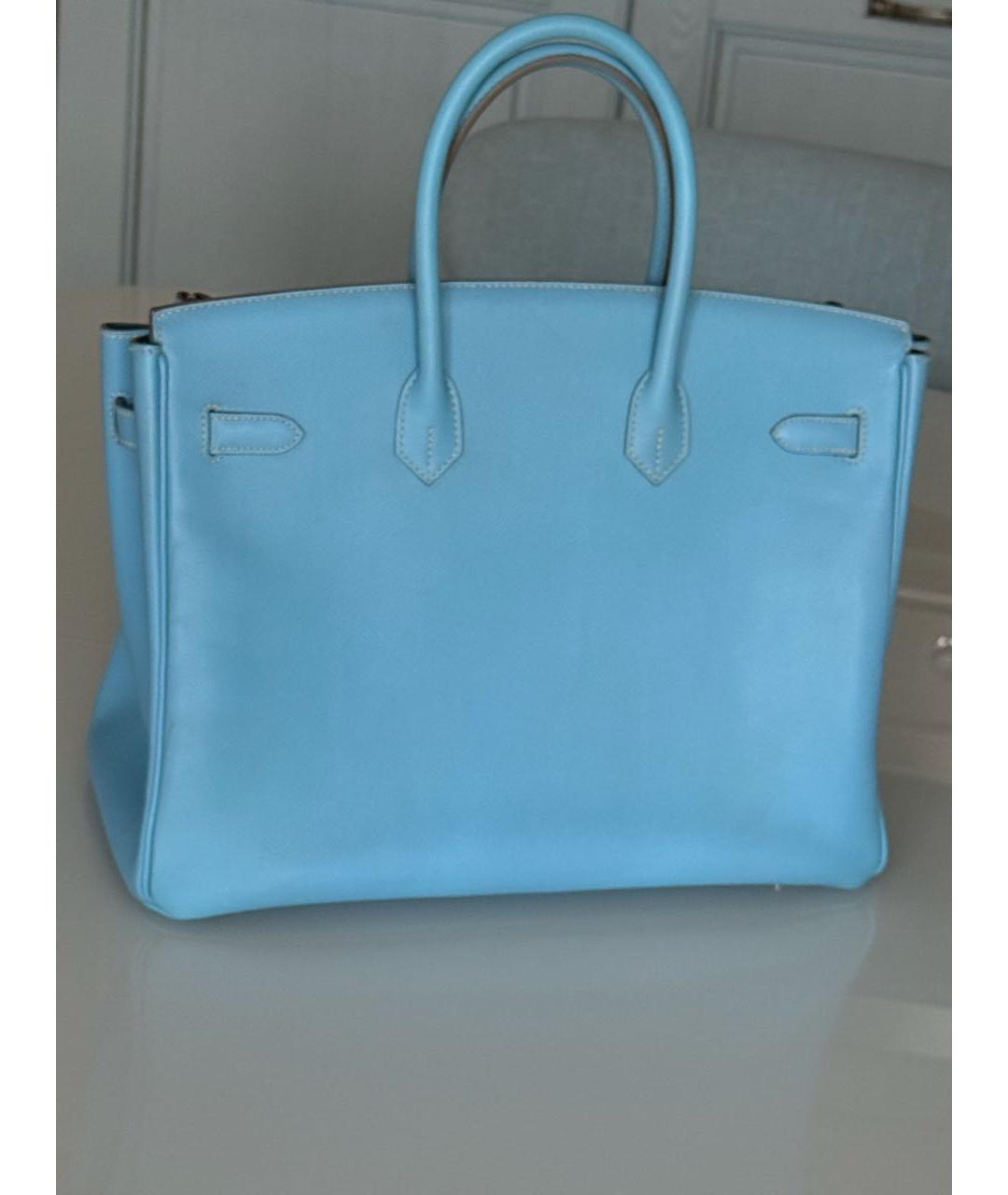 HERMES Голубая кожаная сумка тоут, фото 2