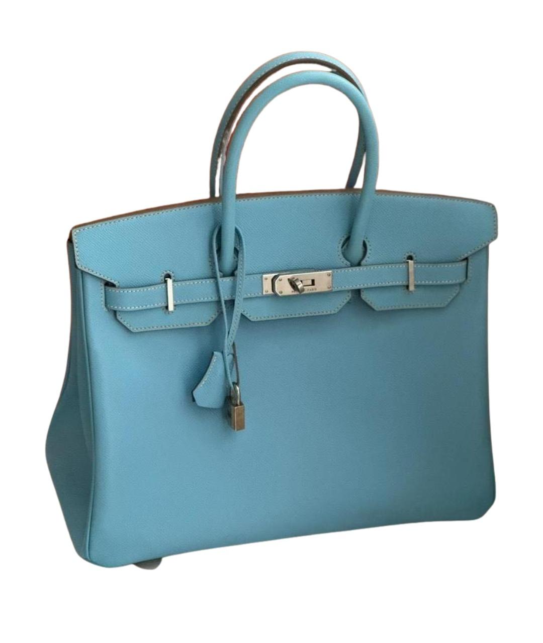 HERMES Голубая кожаная сумка тоут, фото 1