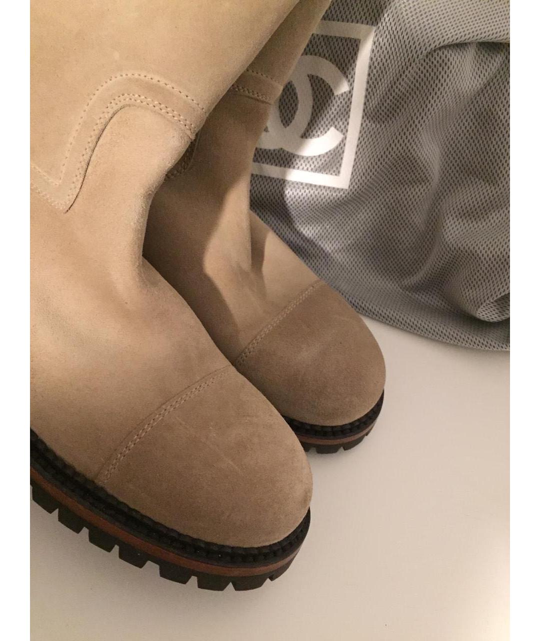 CHANEL Бежевые замшевые полусапоги, фото 2