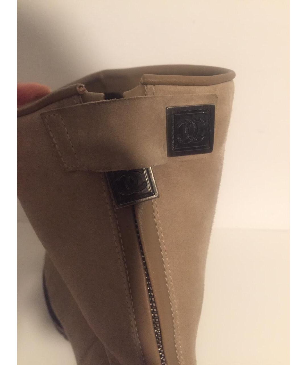 CHANEL Бежевые замшевые полусапоги, фото 5