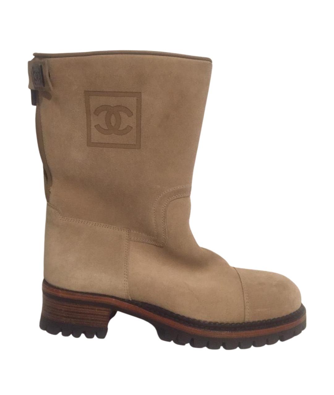 CHANEL Бежевые замшевые полусапоги, фото 1